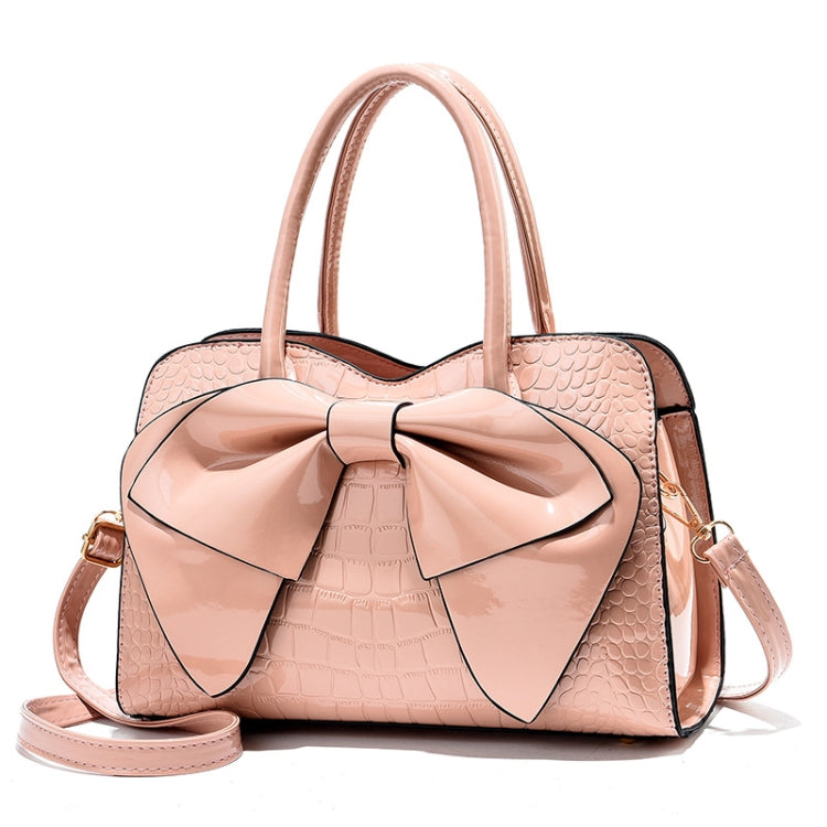 8111 Borsa da donna in pelle lucida con fiocco, Yellow, Red Wine, Khaki, Blue, Black, Light Green, Pink