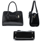 8111 Borsa da donna in pelle lucida con fiocco, Yellow, Red Wine, Khaki, Blue, Black, Light Green, Pink