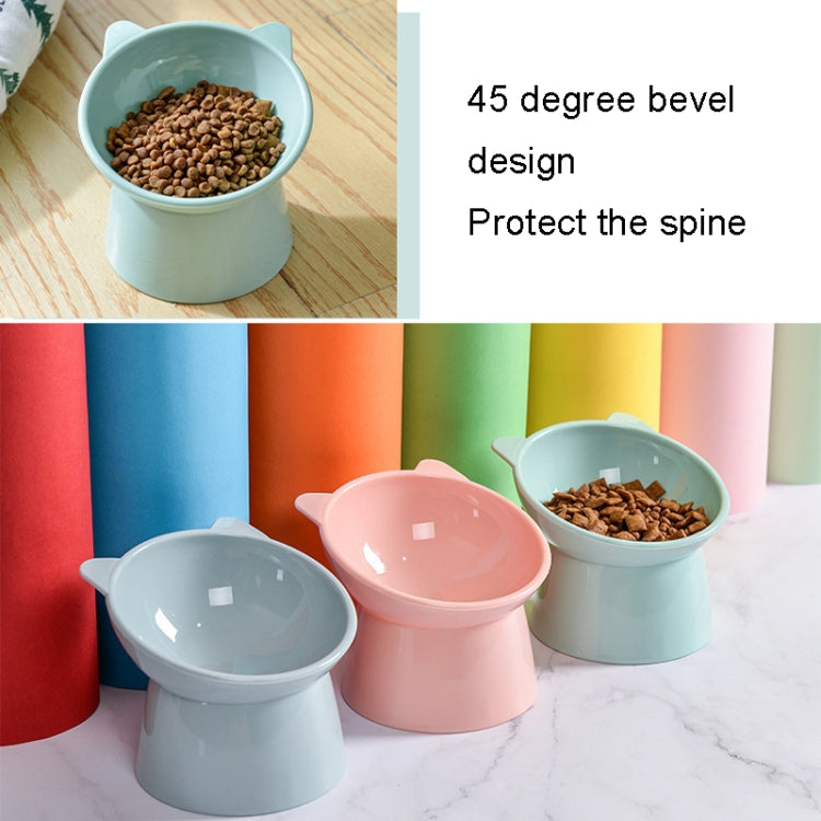 Ciotola per alimenti per bocca inclinata cervicale con protezione alta per animali domestici Ciotola per gatti in plastica antiribaltamento, Blue, Pink, Gray