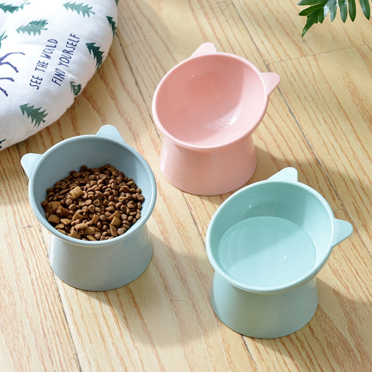 Ciotola per alimenti per bocca inclinata cervicale con protezione alta per animali domestici Ciotola per gatti in plastica antiribaltamento, Blue, Pink, Gray