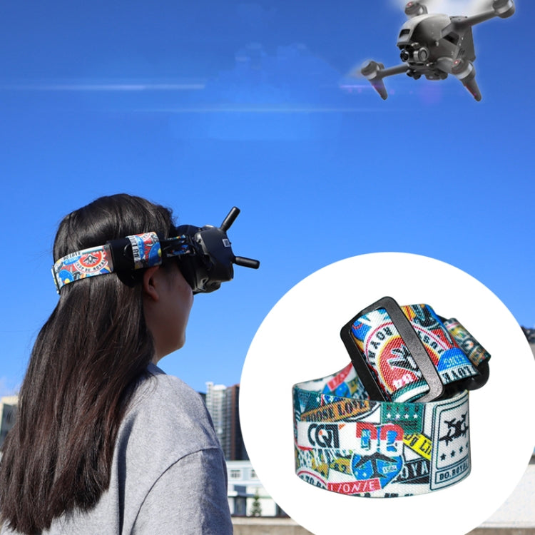 Occhiali video di volo Cinturino fisso per fascia color graffiti per occhiali DJI FPV V2, Strap, Strap + Power Line, Strap + Power Line + Pad