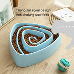 Ciotola per cibo per cani anti-soffocamento in plastica resistente al triangolo, Large Pink, Large Blue, Large Beige