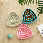Ciotola per cibo per cani anti-soffocamento in plastica resistente al triangolo, Large Pink, Large Blue, Large Beige