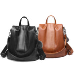 TFZ468 Zaino da donna in morbida pelle PU vintage, Black, Khaki