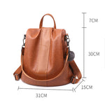 TFZ468 Zaino da donna in morbida pelle PU vintage, Black, Khaki