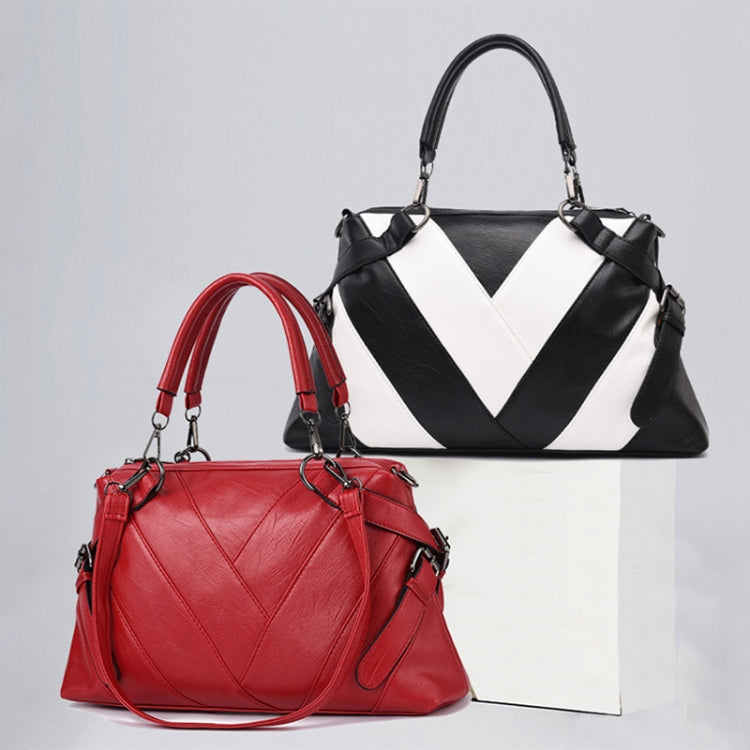 TFZ 250 Borsa a mano in morbida pelle colorblock geometrica, Red Wine, Green, Black, Dark Gray, Black White, Rubber Pink