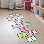 2 PCS Digital Jumping Grid Game Cartoon Floor Paste Decorazione del terreno in età prescolare per bambini