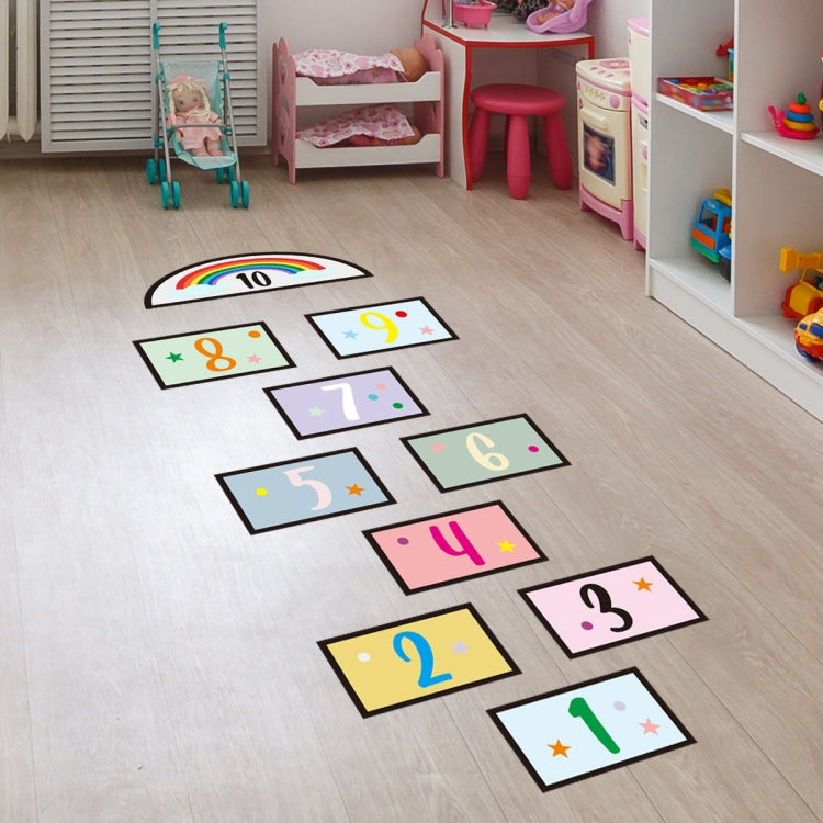 2 PCS Digital Jumping Grid Game Cartoon Floor Paste Decorazione del terreno in età prescolare per bambini