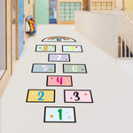 2 PCS Digital Jumping Grid Game Cartoon Floor Paste Decorazione del terreno in età prescolare per bambini