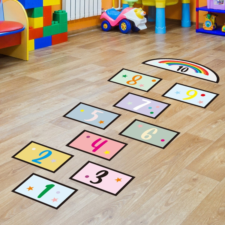 2 PCS Digital Jumping Grid Game Cartoon Floor Paste Decorazione del terreno in età prescolare per bambini