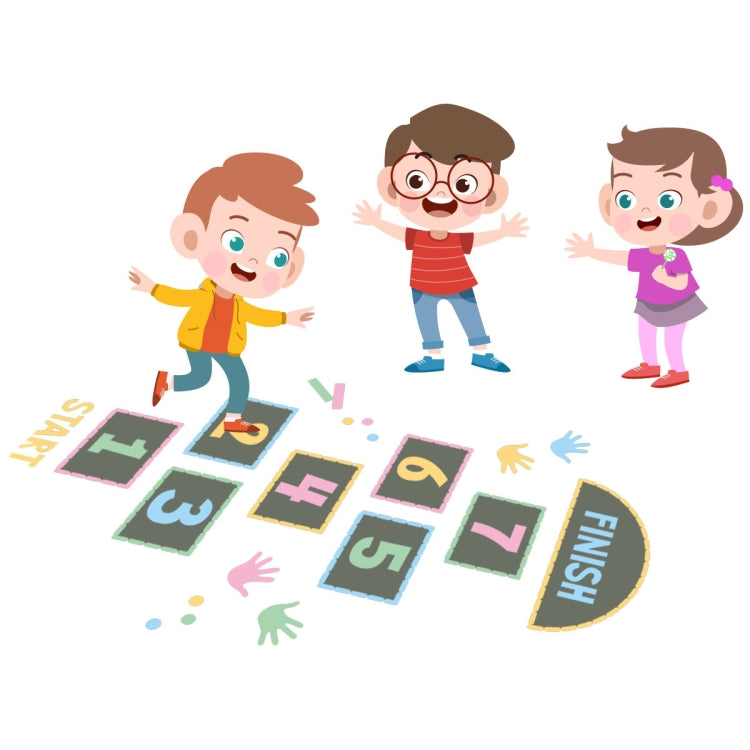 2 PCS Digital Jumping Grid Game Cartoon Floor Paste Decorazione del terreno in età prescolare per bambini