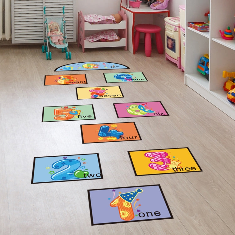 2 PCS Digital Jumping Grid Game Cartoon Floor Paste Decorazione del terreno in età prescolare per bambini