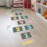 2 PCS Digital Jumping Grid Game Cartoon Floor Paste Decorazione del terreno in età prescolare per bambini