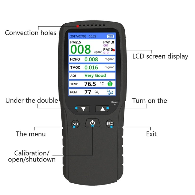 Indoor Formaldehyde and Hazy Dust Air Quality Detector