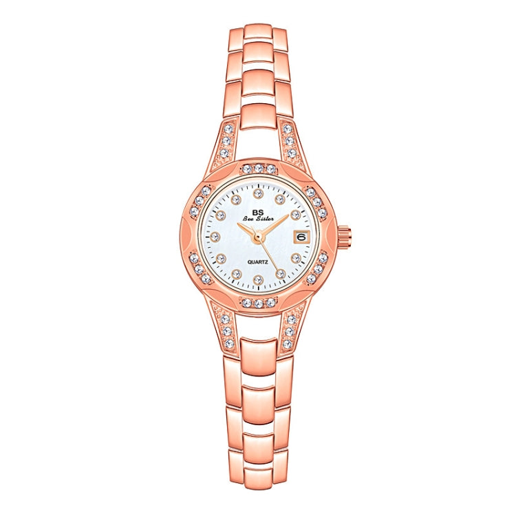 BS Bee Sister FA1679 Orologio da donna con catena di diamanti Carino piccolo orologio rotondo con calendario, Silver, Gold, Rose Gold
