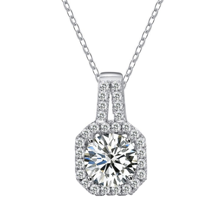 XMZ018 Collana in argento 925 con diamanti in moissanite con diamanti quadrati, specifica:, XMZ018 1 Carat, XMZ018 2 Carat