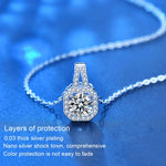XMZ018 Collana in argento 925 con diamanti in moissanite con diamanti quadrati, specifica:, XMZ018 1 Carat, XMZ018 2 Carat