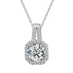 XMZ018 Collana in argento 925 con diamanti in moissanite con diamanti quadrati, specifica:, XMZ018 1 Carat, XMZ018 2 Carat