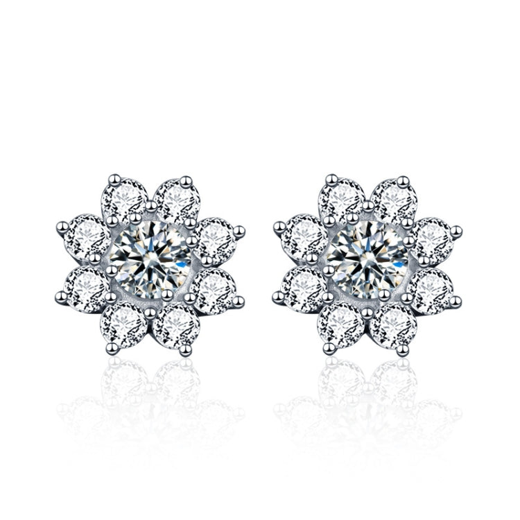 Orecchini girasole in argento 925 con moissanite 12 mm