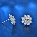 XEZ 002 925 Orecchini d'argento del girasole Orecchini del personale del diamante di Moissanite, XEZ002