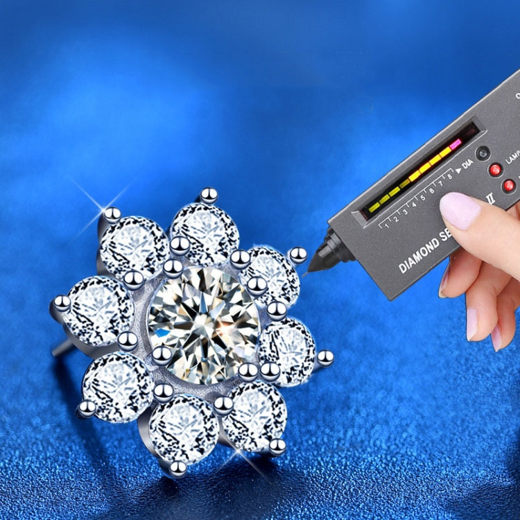 XEZ 002 925 Orecchini d'argento del girasole Orecchini del personale del diamante di Moissanite, XEZ002