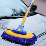 Mop per autolavaggio con asta curva retrattile in morbida pelliccia, Curved Rod Yellow Black, Curved Rod Yellow Blue