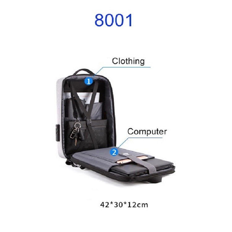 Borsa per computer antifurto per uomo con telaio in lega di zaino rigido, 8001 Black, 8001 Gray, 8001 Blue, 8001 Red, 8003 Black, 8003 Gray, 8003 Blue, 8003 Red, 8001-J Black, 8001-J Gray, 8001-J Blue, 8001-J Red