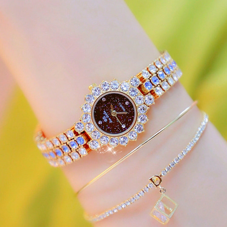BS Bee Sister FA1580 Orologio a catena da donna con temperamento scintillante con diamanti pieni, Golden Green, Golden Blue, Silver Blue, Rose Coffee