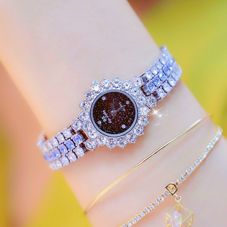 BS Bee Sister FA1580 Orologio a catena da donna con temperamento scintillante con diamanti pieni, Golden Green, Golden Blue, Silver Blue, Rose Coffee