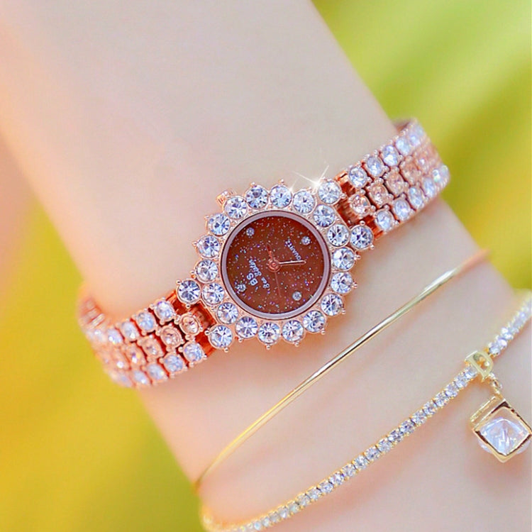 BS Bee Sister FA1580 Orologio a catena da donna con temperamento scintillante con diamanti pieni, Golden Green, Golden Blue, Silver Blue, Rose Coffee