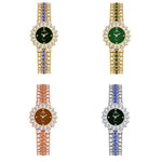 BS Bee Sister FA1580 Orologio a catena da donna con temperamento scintillante con diamanti pieni, Golden Green, Golden Blue, Silver Blue, Rose Coffee