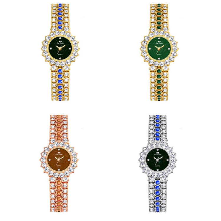 BS Bee Sister FA1580 Orologio a catena da donna con temperamento scintillante con diamanti pieni, Golden Green, Golden Blue, Silver Blue, Rose Coffee