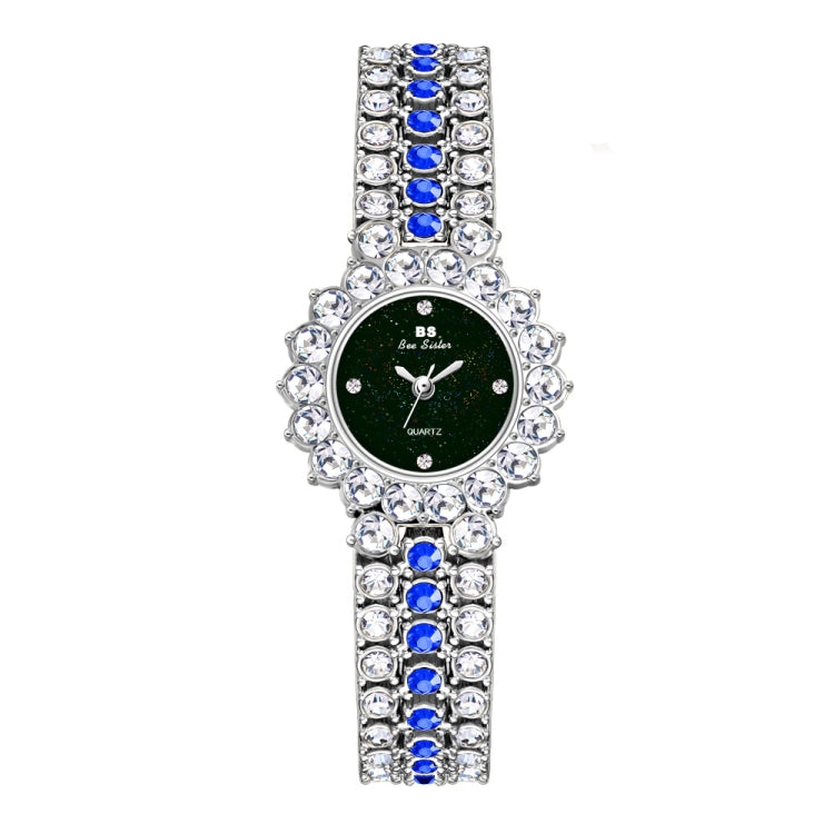 BS Bee Sister FA1580 Orologio a catena da donna con temperamento scintillante con diamanti pieni, Golden Green, Golden Blue, Silver Blue, Rose Coffee