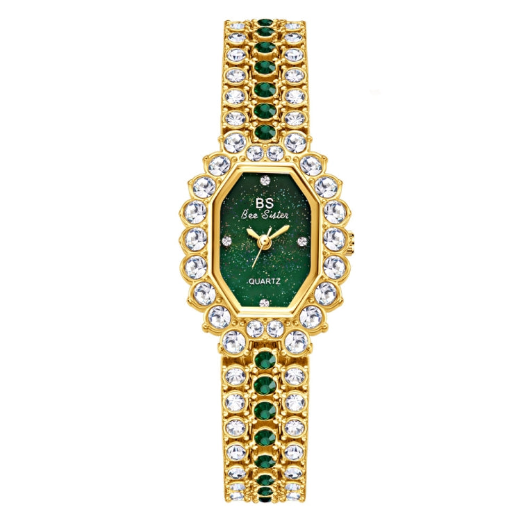 BS Bee Sister FA1581 Orologio da donna con diamanti pieni di glitter di nicchia, Golden Green, Silver Blue, Rose Coffee, Silver Green