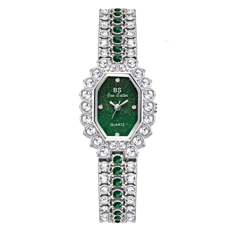 BS Bee Sister FA1581 Orologio da donna con diamanti pieni di glitter di nicchia, Golden Green, Silver Blue, Rose Coffee, Silver Green