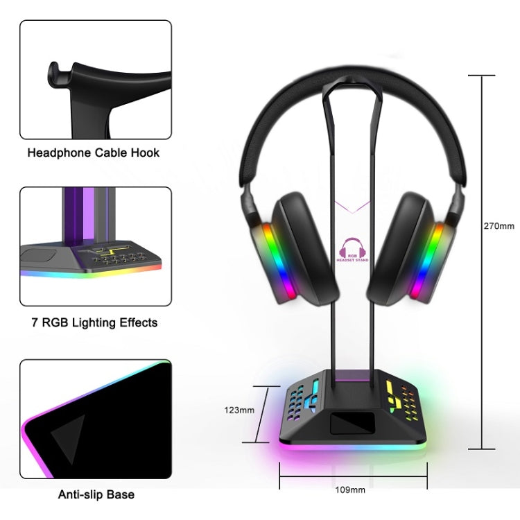 Supporto per cuffie da gioco con doppia USB e luce RGB