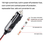 Linea di estensione per presa accendisigari per auto 12-24 V, lunghezza cavo 3,7 m, 12-24V Length 370cm