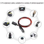 Linea di estensione per presa accendisigari per auto 12-24 V, lunghezza cavo 3,7 m, 12-24V Length 370cm