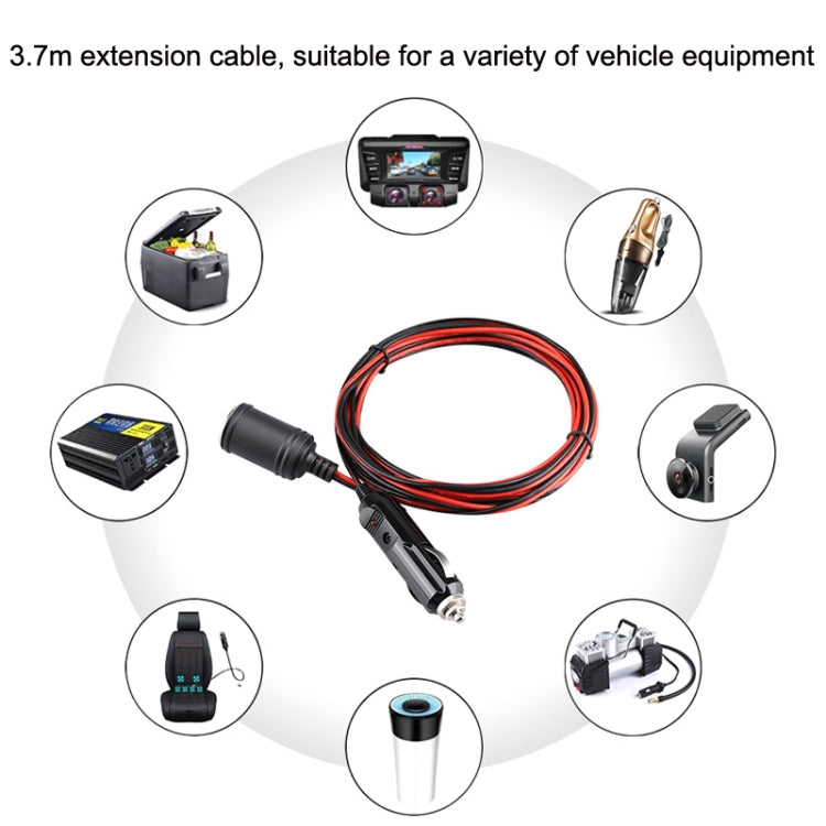 Linea di estensione per presa accendisigari per auto 12-24 V, lunghezza cavo 3,7 m, 12-24V Length 370cm