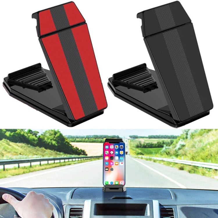 Staffa fissa per strumento a ventosa per supporto da auto per tablet per cellulare, Red Leather Pattern, Black Carbon Fiber