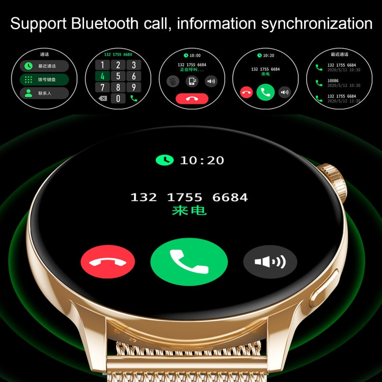 HD1 Smart Watch con schermo AMOLED da 1,3 pollici con funzione NFC, Gold Steel+Silicone Strap, Silver Steell+Silicone Strap, Black Steell+Silicone Strap