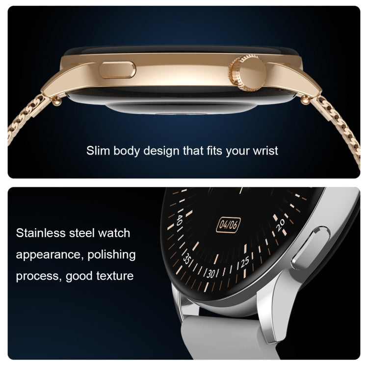 HD1 Smart Watch con schermo AMOLED da 1,3 pollici con funzione NFC, Gold Steel+Silicone Strap, Silver Steell+Silicone Strap, Black Steell+Silicone Strap