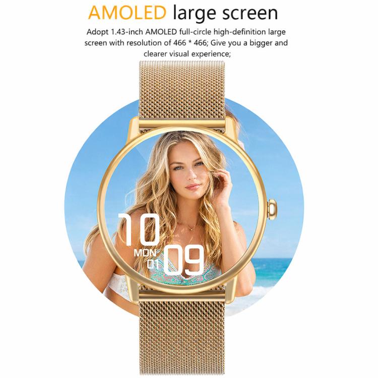 LOANIY CF80 Orologio Bluetooth intelligente con monitoraggio della frequenza cardiaca da 1,08 pollici, Pink, Black, Silver Gray, Gold Steel, Black Steel, Silver Steel