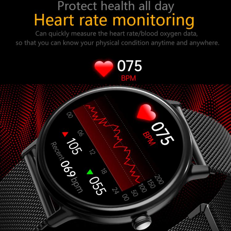 LOANIY CF80 Orologio Bluetooth intelligente con monitoraggio della frequenza cardiaca da 1,08 pollici, Pink, Black, Silver Gray, Gold Steel, Black Steel, Silver Steel
