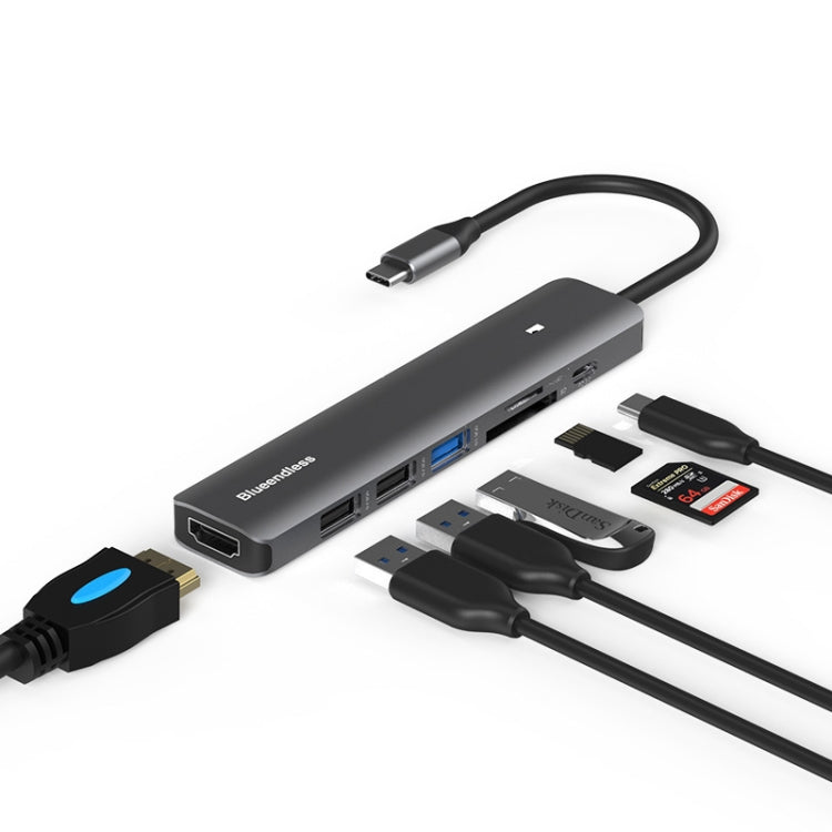 Blueendless Type-C+USB 3.0/2.0+HDMI4K HUB, Specifiche:, 7 in 1, 5 in 1