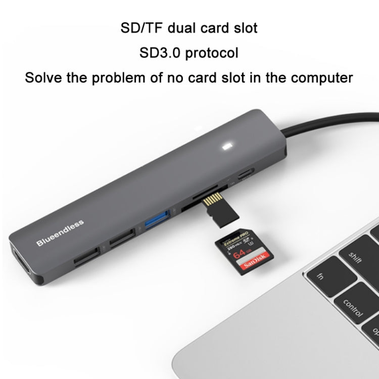 Blueendless Type-C+USB 3.0/2.0+HDMI4K HUB, Specifiche:, 7 in 1, 5 in 1