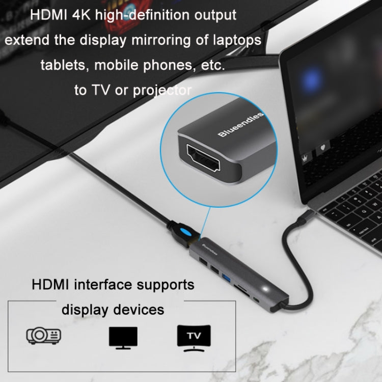 Blueendless Type-C+USB 3.0/2.0+HDMI4K HUB, Specifiche:, 7 in 1, 5 in 1