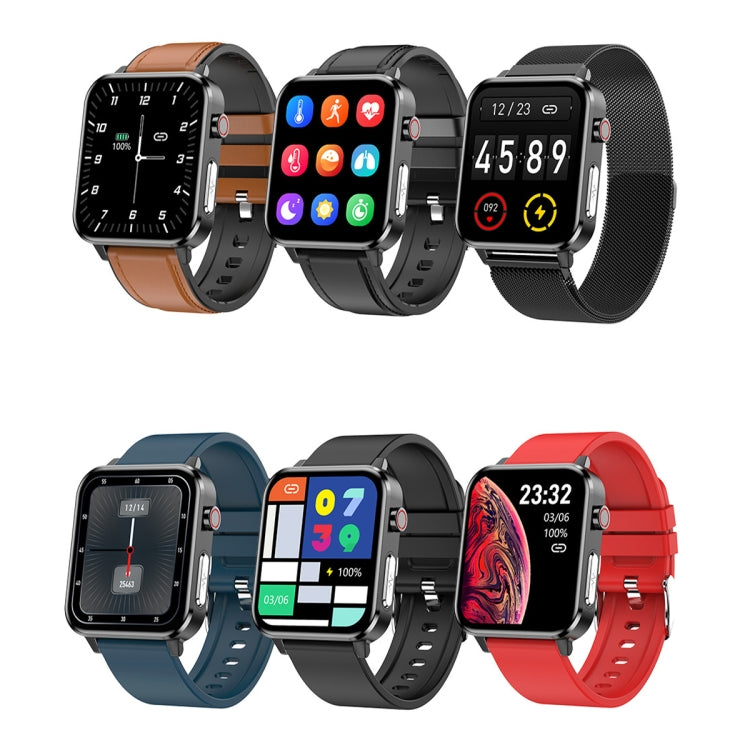 LOANIY E86 Orologio Bluetooth intelligente con monitoraggio della frequenza cardiaca da 1,7 pollici, Blue, Black, Red, Black Leather, Brown Leather, Black Steel
