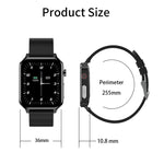 LOANIY E86 Orologio Bluetooth intelligente con monitoraggio della frequenza cardiaca da 1,7 pollici, Blue, Black, Red, Black Leather, Brown Leather, Black Steel