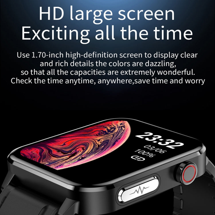 LOANIY E86 Orologio Bluetooth intelligente con monitoraggio della frequenza cardiaca da 1,7 pollici, Blue, Black, Red, Black Leather, Brown Leather, Black Steel